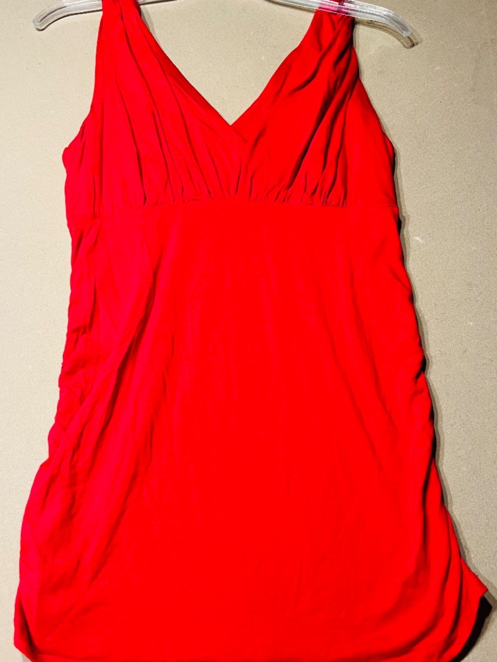 Cabi Red Tank Top Style Blouse with Side Gathered